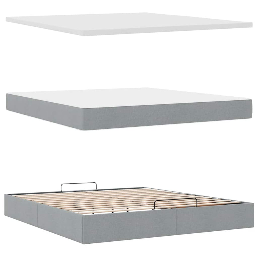Ottoman bed met matras 180x200cm stof lichtgrijs