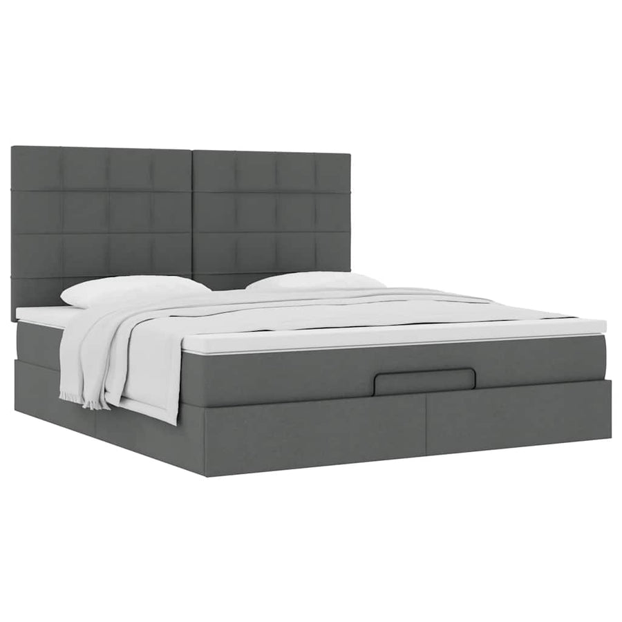 Ottoman bed met matras 180x200cm stof donkergrijs