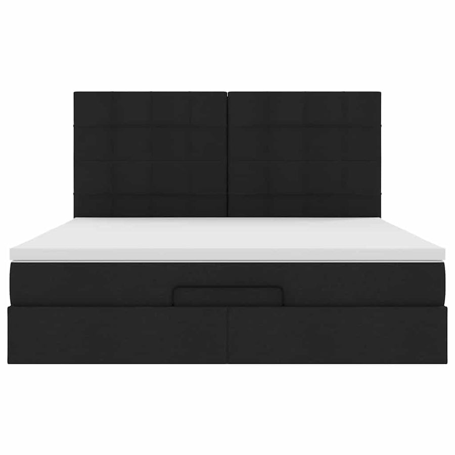 Ottoman bed met matras 180x200cm stof zwart