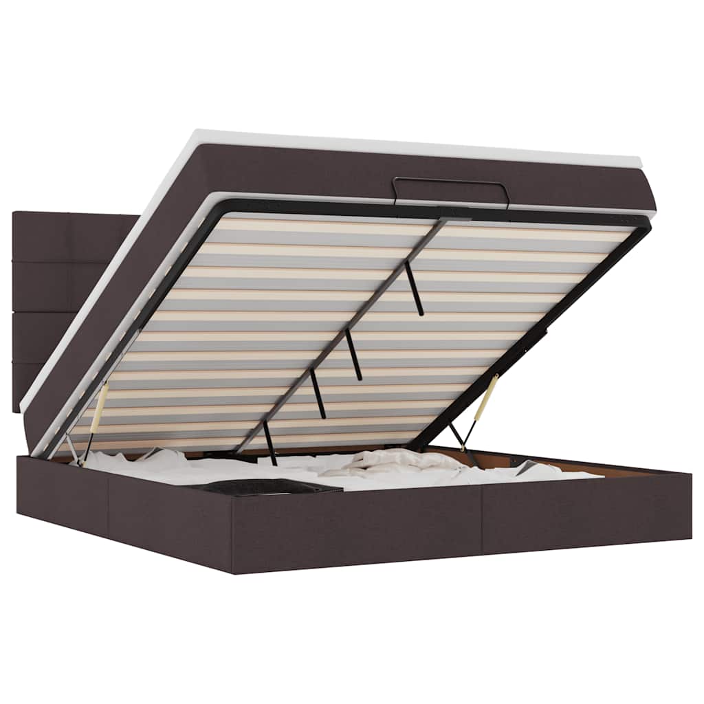 Ottoman Bed Met Matras 180X200Cm Stof 180 x 200 cm Donkerbruin