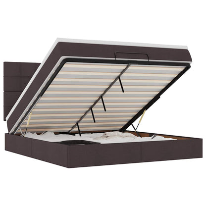 Ottoman Bed Met Matras 180X200Cm Stof 180 x 200 cm Donkerbruin