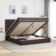 Ottoman bed 180x200 cm donkerbruin stof met matras
