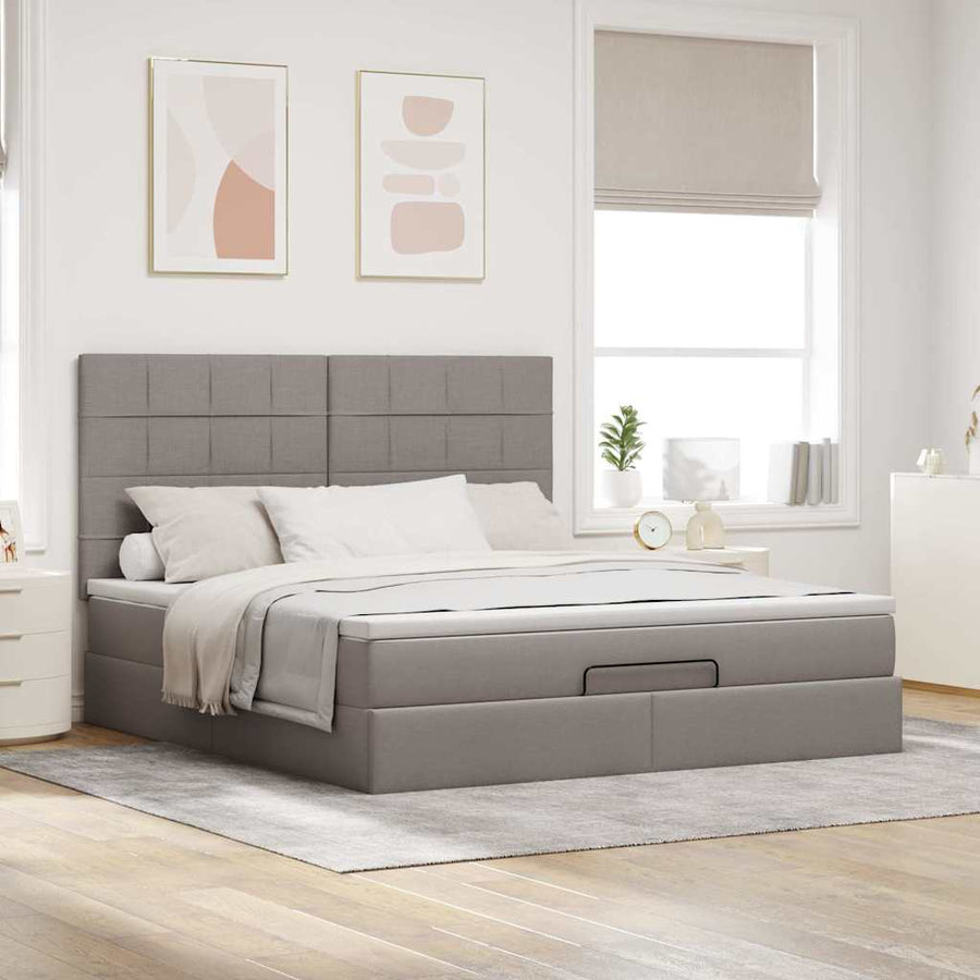 Ottoman bed met matras 180x200cm stof taupe