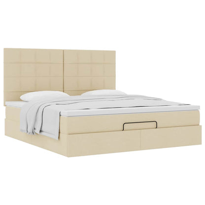 Ottoman bed met matras 180x200cm stof crèmekleurig