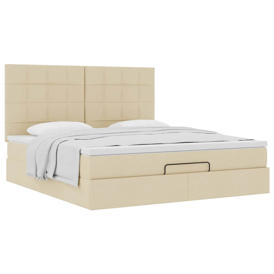 Ottoman bed met matras 180x200cm stof crèmekleurig