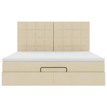 Ottoman bed met matras 180x200cm stof crèmekleurig