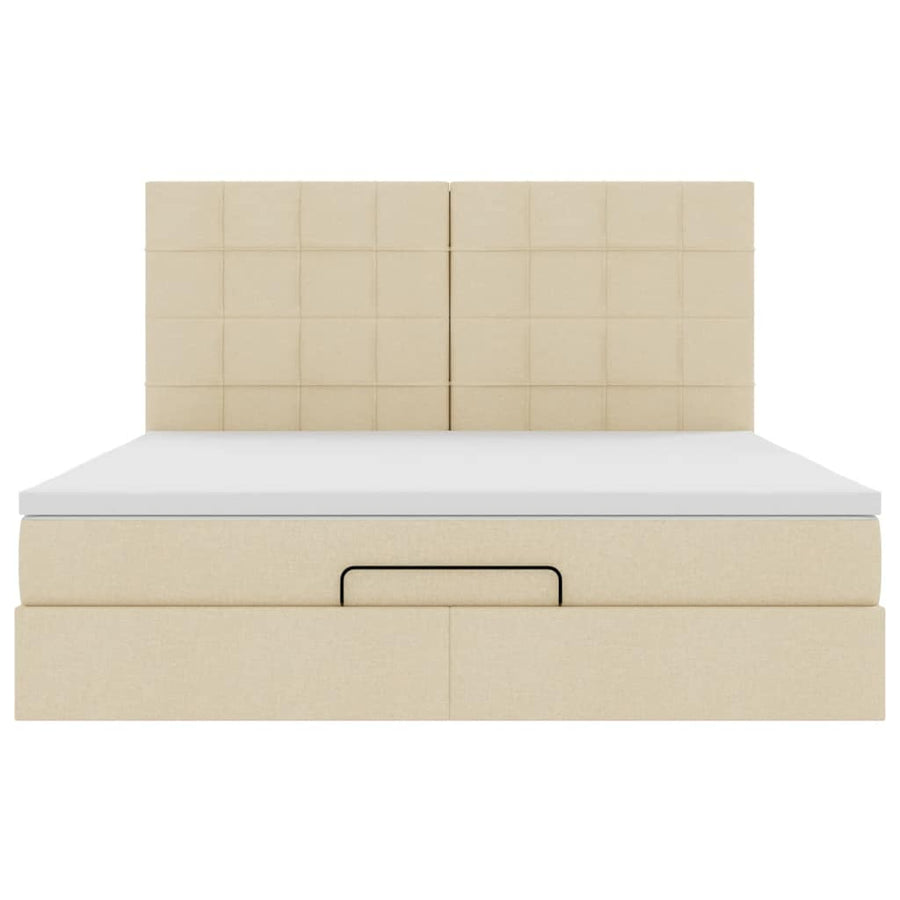 Ottoman bed met matras 180x200cm stof crèmekleurig