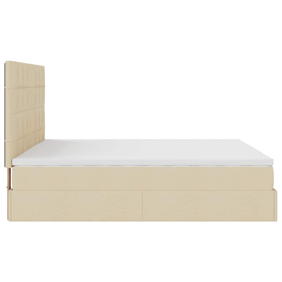 Ottoman bed met matras 180x200cm stof crèmekleurig