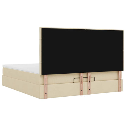 Ottoman bed met matras 180x200cm stof crèmekleurig