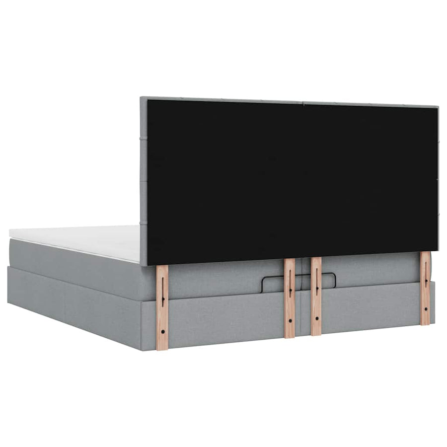 Ottoman bed met matrassen 200x200cm stof lichtgrijs