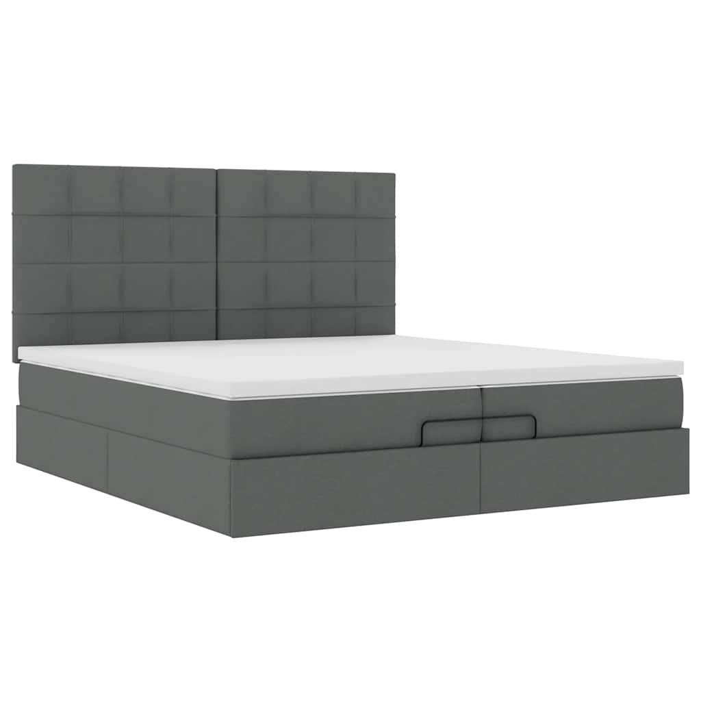 Ottoman bed met matrassen 200x200cm stof donkergrijs