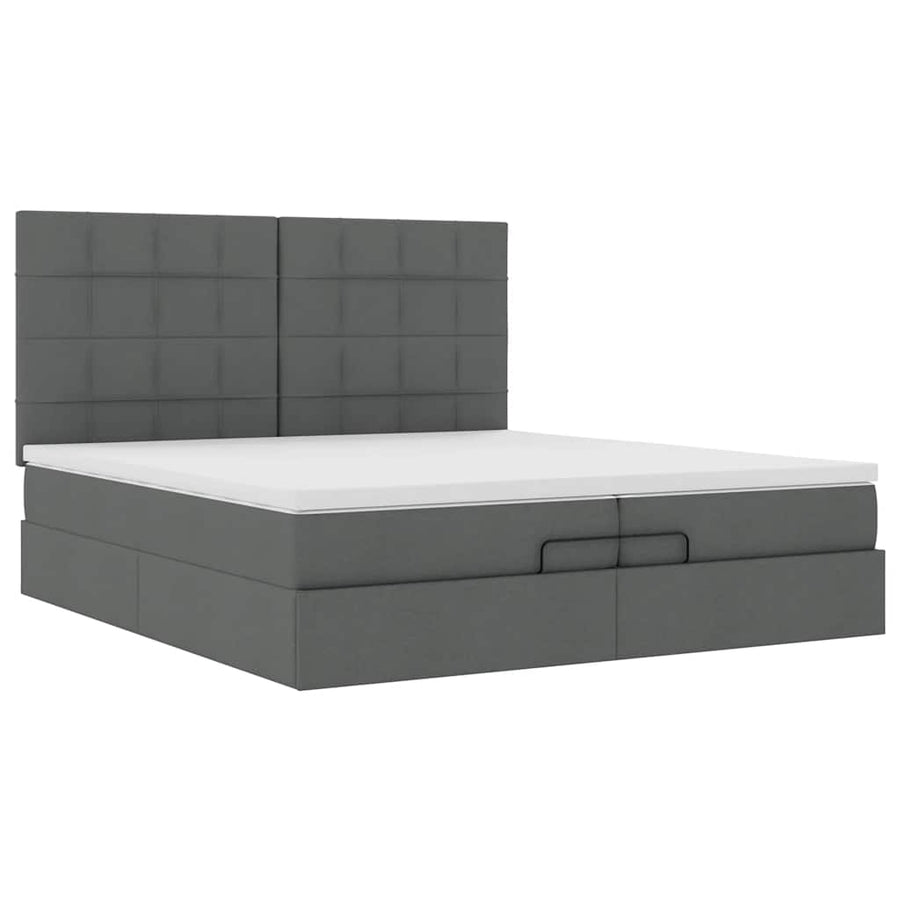Ottoman bed met matrassen 200x200cm stof donkergrijs