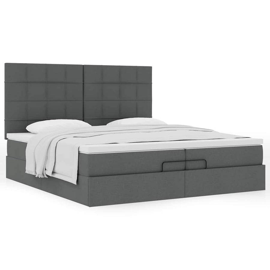 Ottoman bed met matrassen 200x200cm stof donkergrijs
