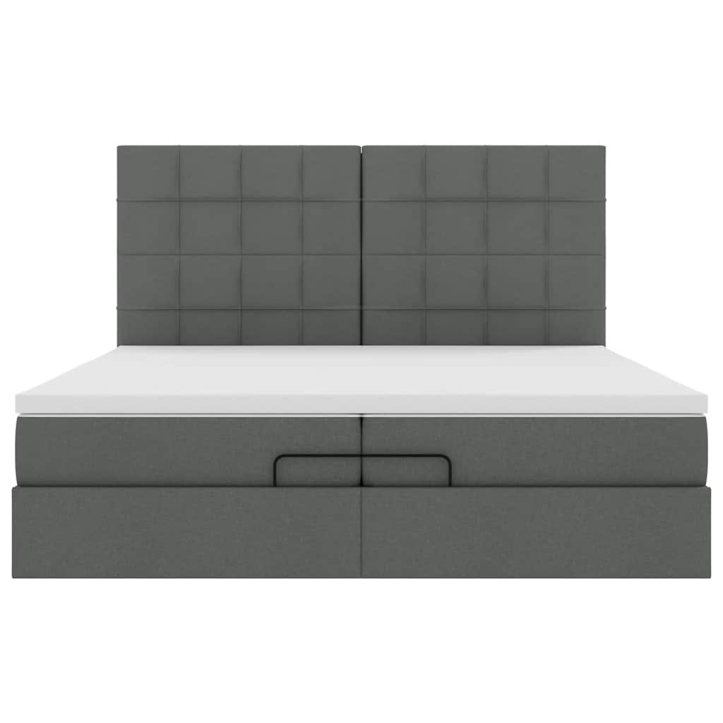 Ottoman bed met matrassen 200x200cm stof donkergrijs