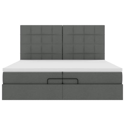 Ottoman bed met matrassen 200x200cm stof donkergrijs