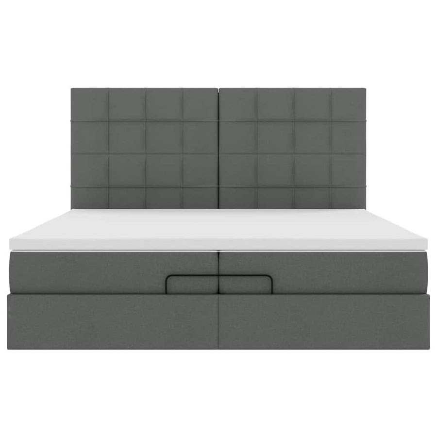 Ottoman bed met matrassen 200x200cm stof donkergrijs