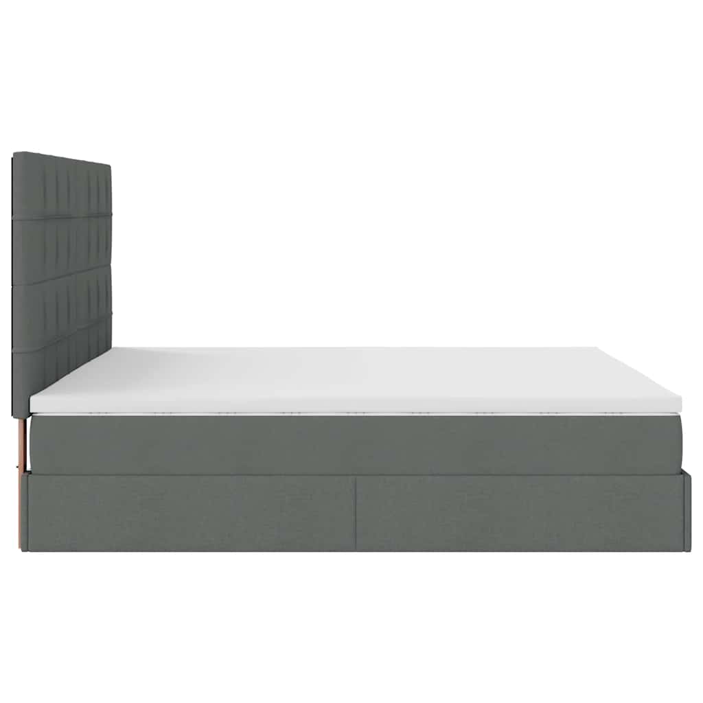 Ottoman bed met matrassen 200x200cm stof donkergrijs