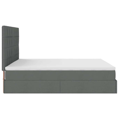 Ottoman bed met matrassen 200x200cm stof donkergrijs