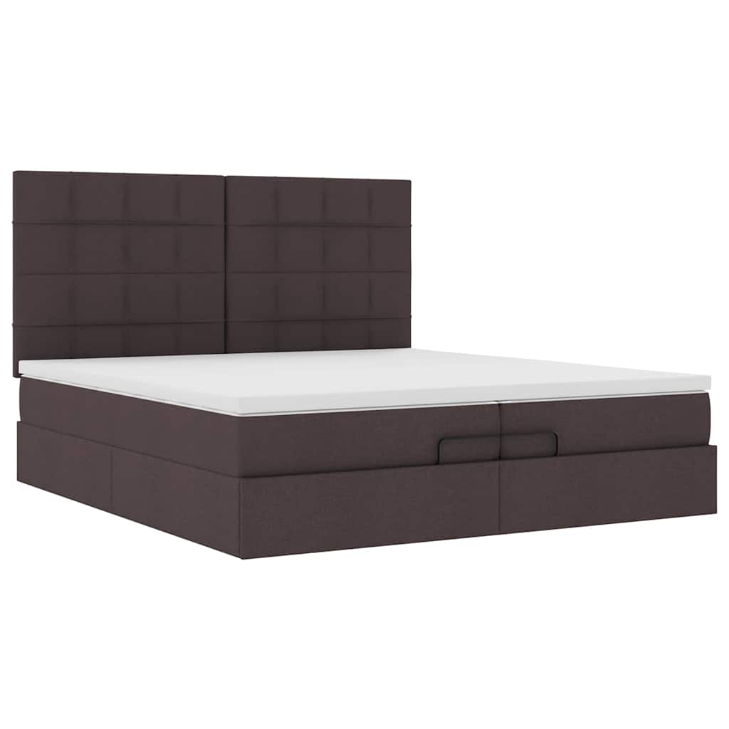 Ottoman bed met matrassen 200x200cm stof donkerbruin