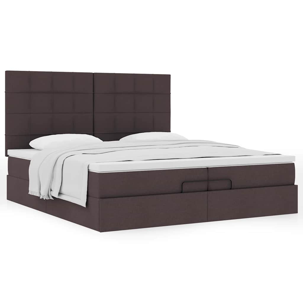 Ottoman bed met matrassen 200x200cm stof donkerbruin