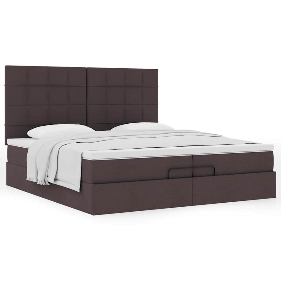 Ottoman bed met matrassen 200x200cm stof donkerbruin