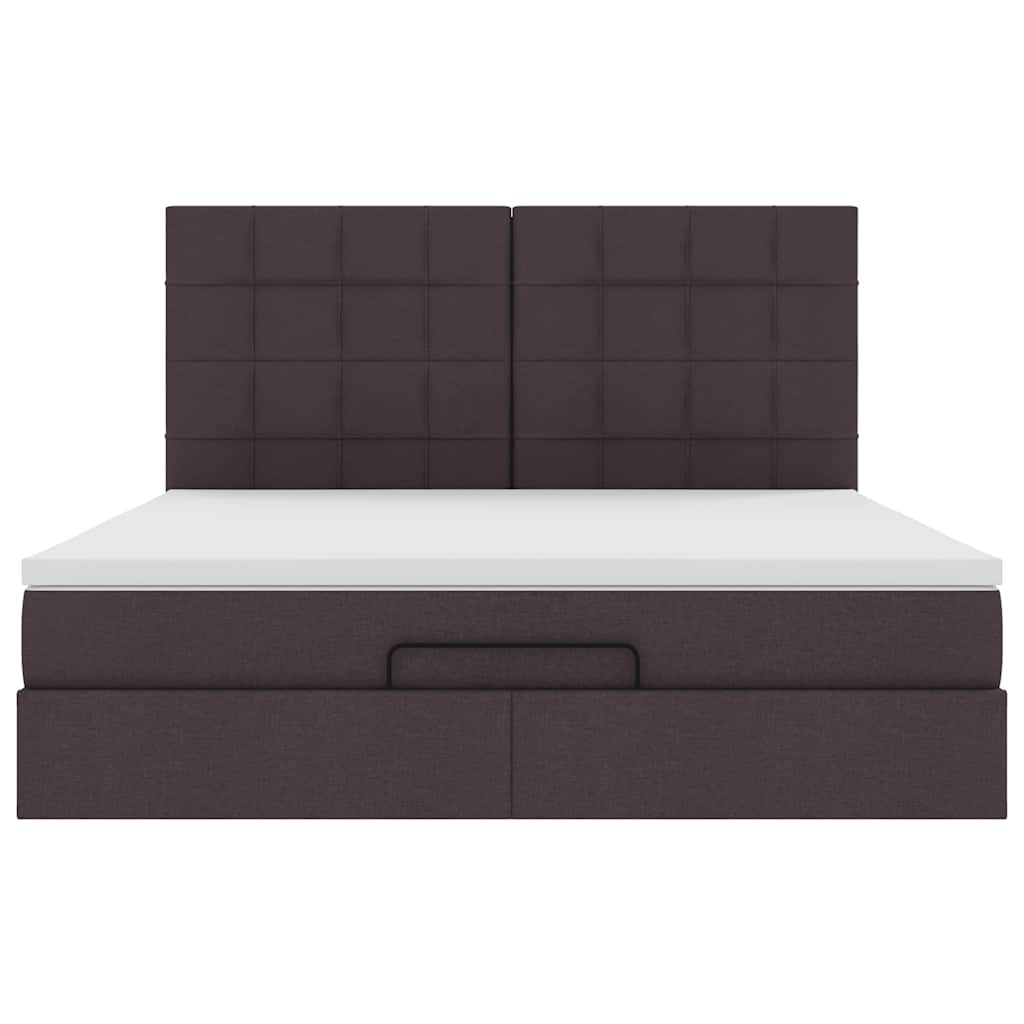 Ottoman bed met matrassen 200x200cm stof donkerbruin