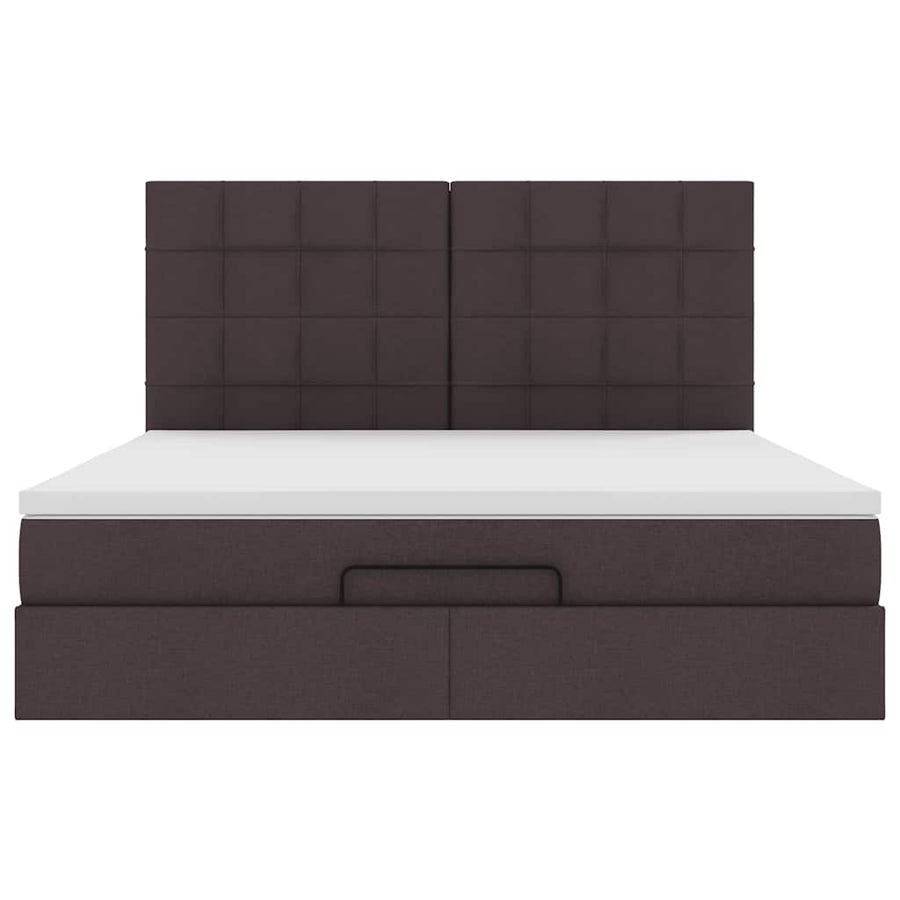 Ottoman bed met matrassen 200x200cm stof donkerbruin
