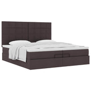 Ottoman bed with mattresses 200x200cm dark brown fabric