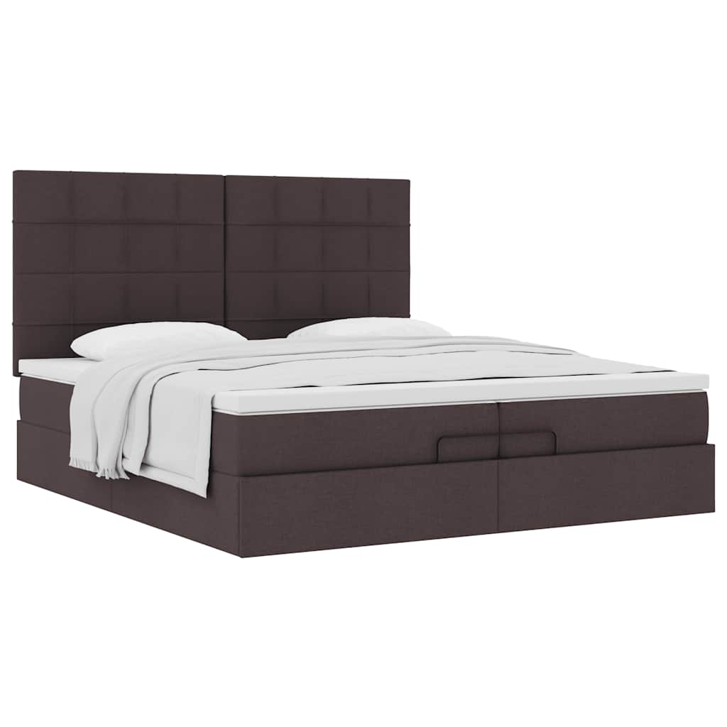 Ottoman bed met matrassen 200x200cm stof donkerbruin