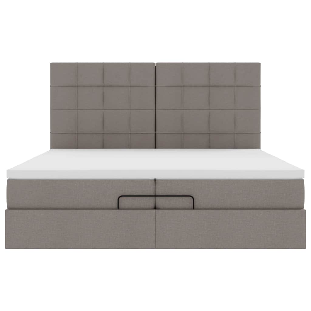 Ottoman bed met matrassen 200x200cm stof taupe