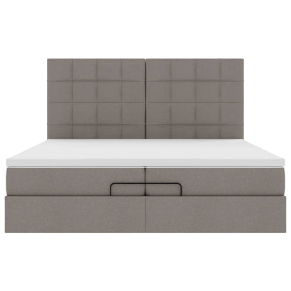 Ottoman bed met matrassen 200x200cm stof taupe