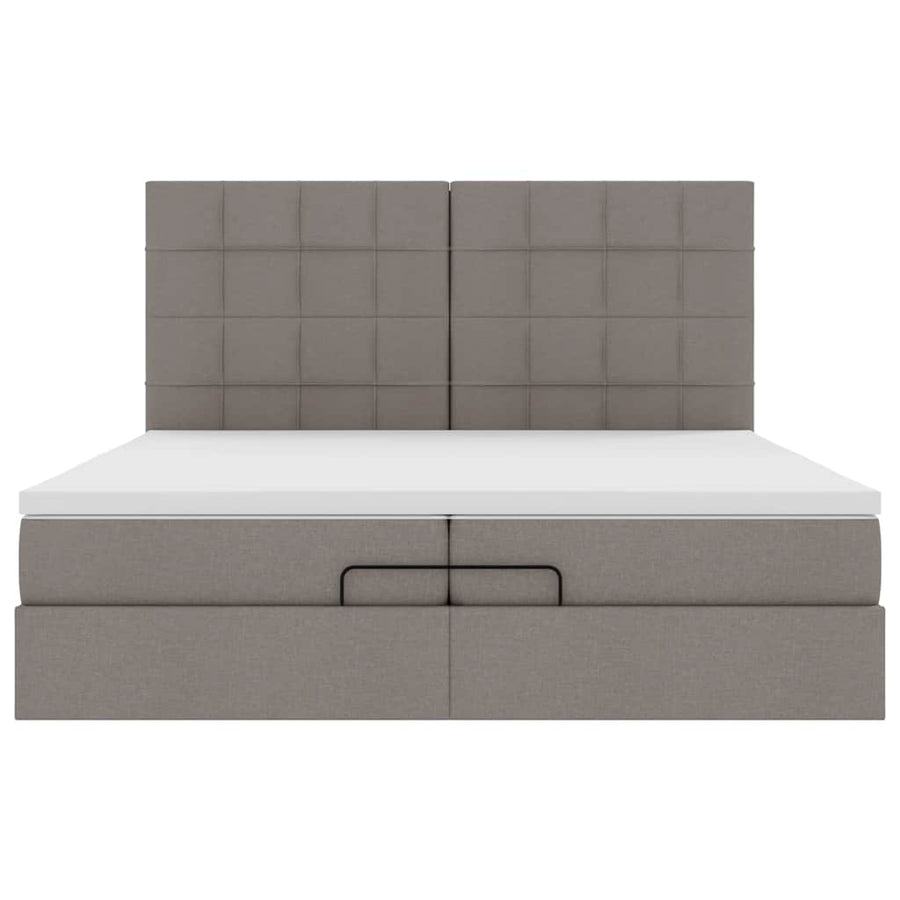 Ottoman bed met matrassen 200x200cm stof taupe