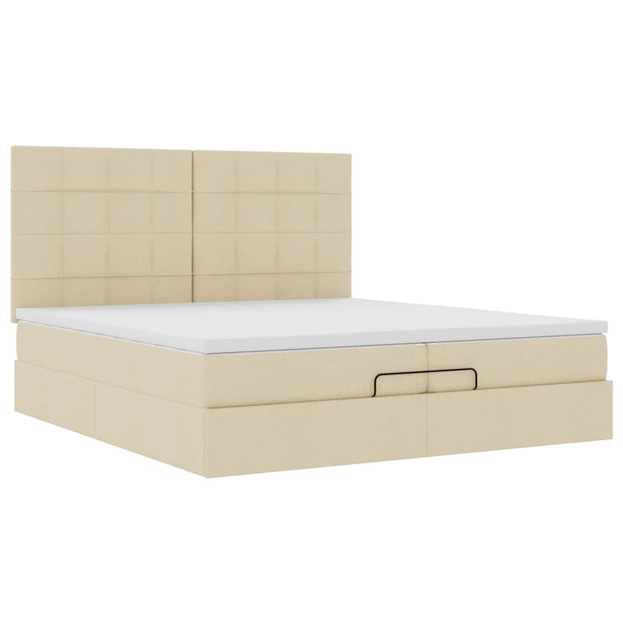 Ottoman bed met matrassen 200x200cm stof crèmekleurig