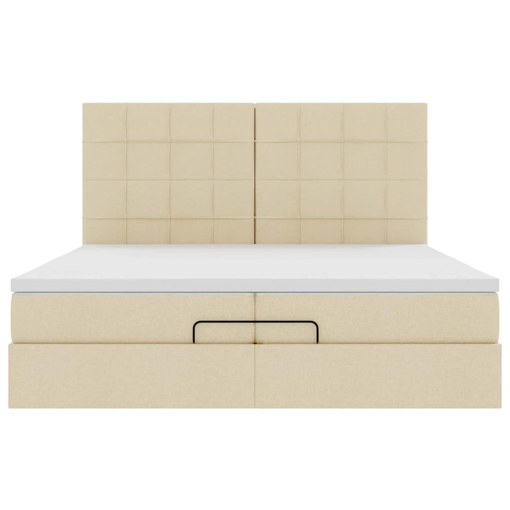 Ottoman bed met matrassen 200x200cm stof crèmekleurig