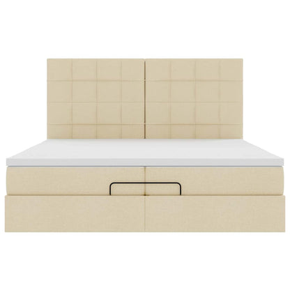 Ottoman bed met matrassen 200x200cm stof crèmekleurig