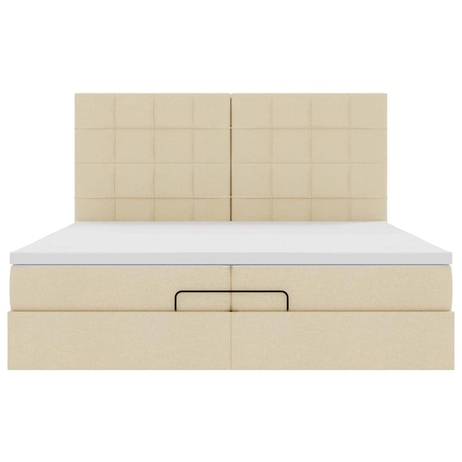 Ottoman bed met matrassen 200x200cm stof crèmekleurig
