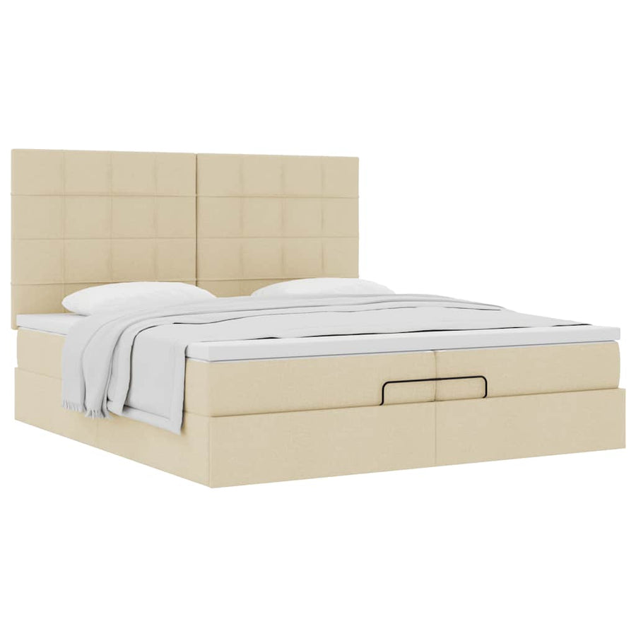 Ottoman bed met matrassen 200x200cm stof crèmekleurig