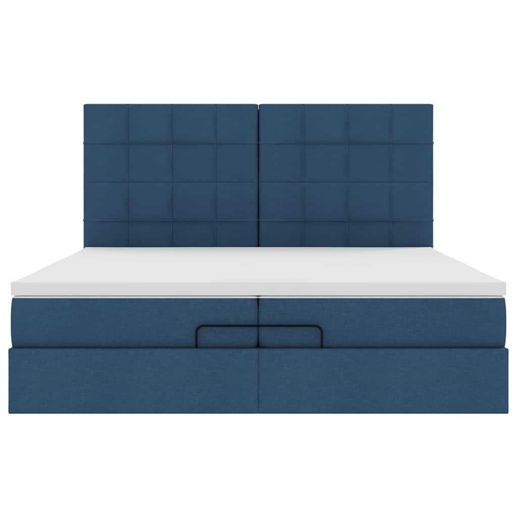 Ottoman bed met matrassen 200x200cm stof blauw