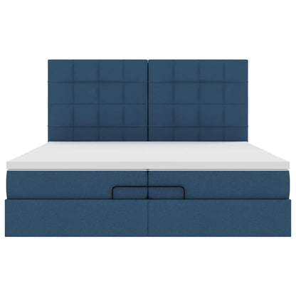Ottoman bed met matrassen 200x200cm stof blauw