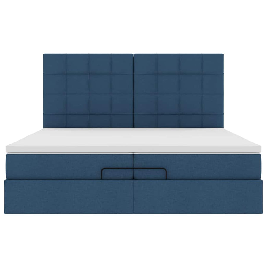 Ottoman bed met matrassen 200x200cm stof blauw