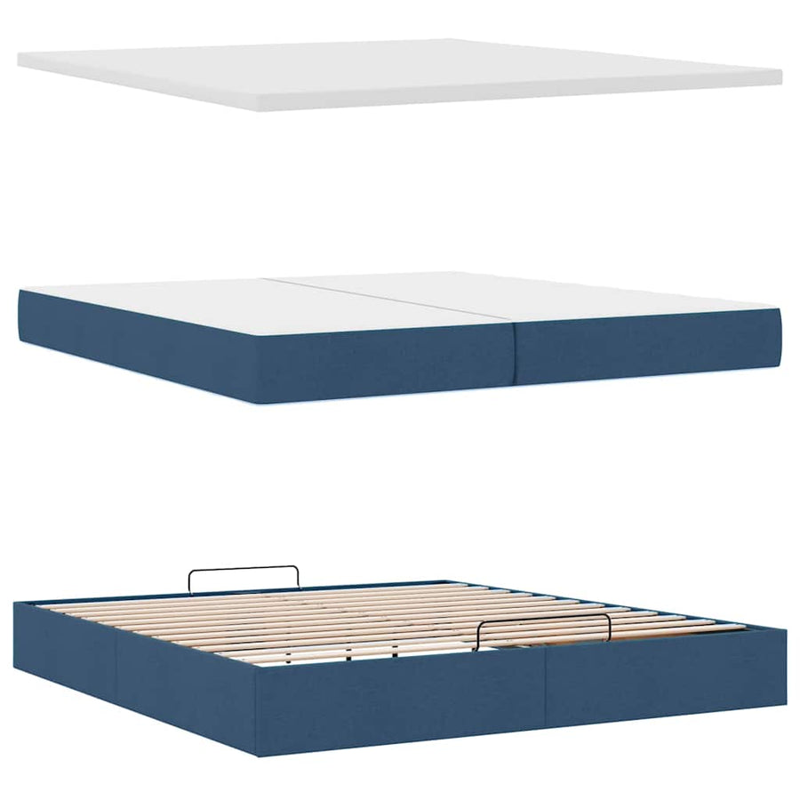 Ottoman bed met matrassen 200x200cm stof blauw