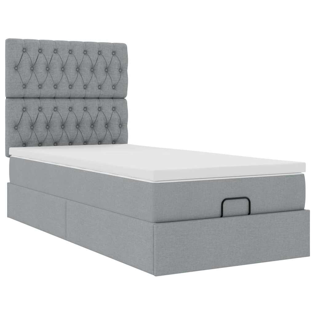 Ottoman bed met matras 80x200cm stof lichtgrijs