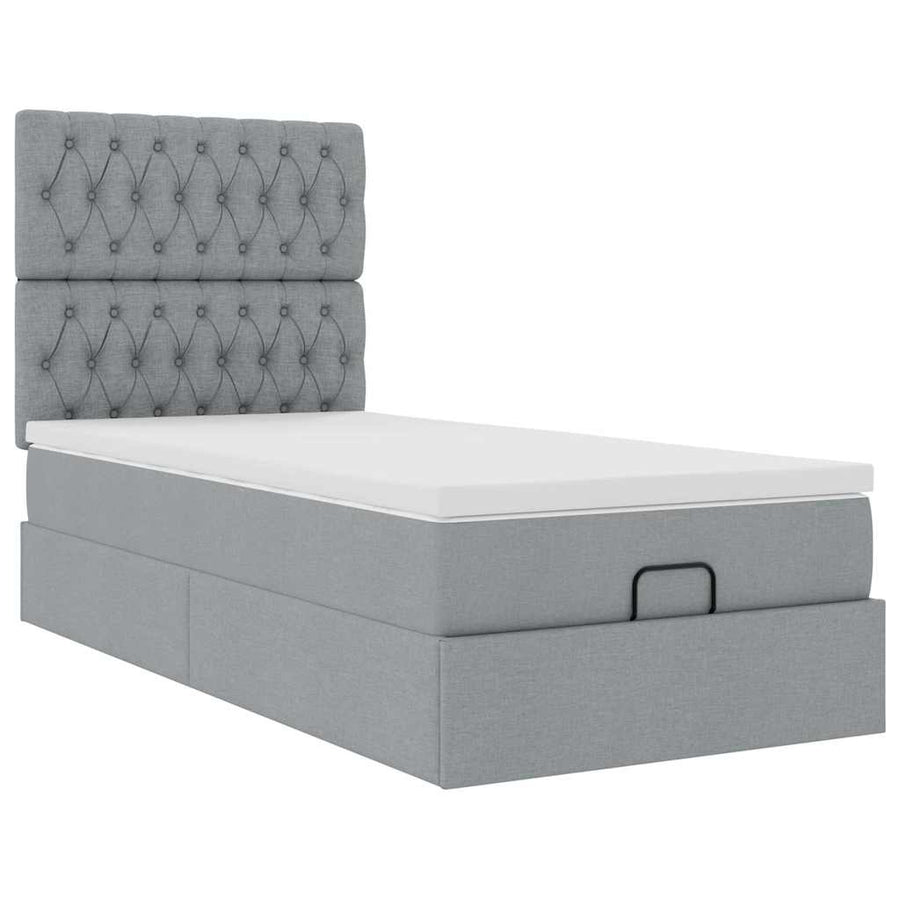 Ottoman bed met matras 80x200cm stof lichtgrijs