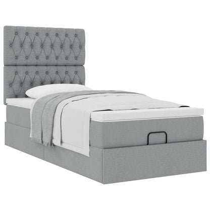 Ottoman bed met matras 80x200cm stof lichtgrijs