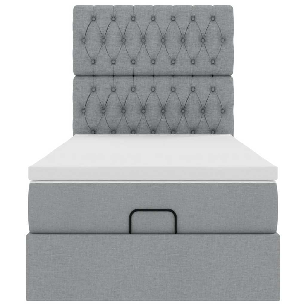 Ottoman bed met matras 80x200cm stof lichtgrijs