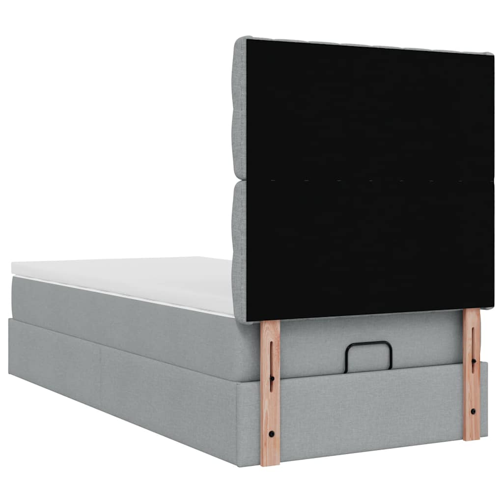 Ottoman bed met matras 80x200cm stof lichtgrijs