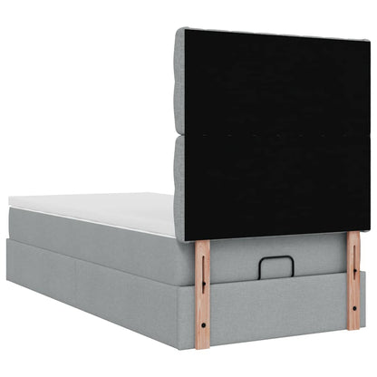 Ottoman bed met matras 80x200cm stof lichtgrijs