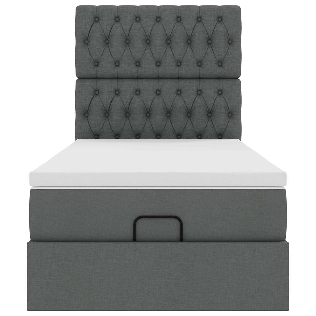 Ottoman bed met matras 80x200cm stof donkergrijs