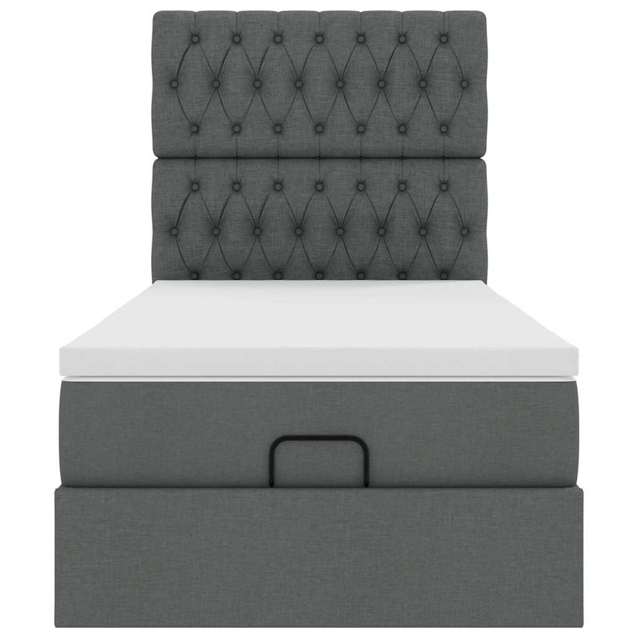 Ottoman bed met matras 80x200cm stof donkergrijs