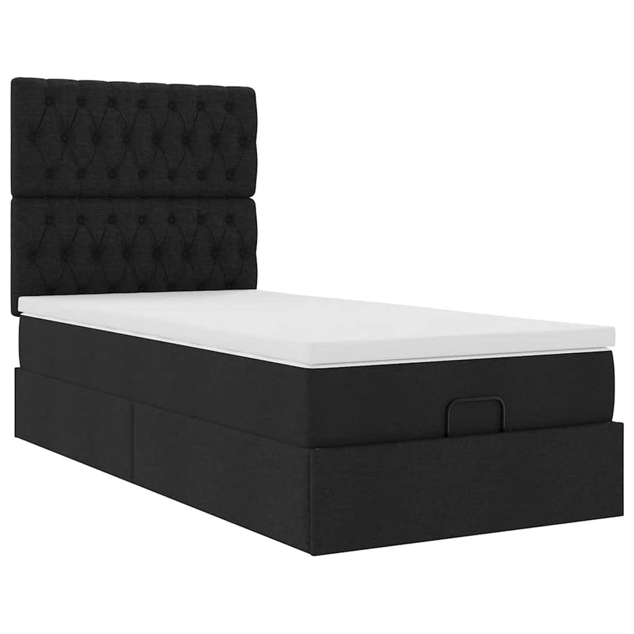 Ottoman bed met matras 80x200cm stof zwart